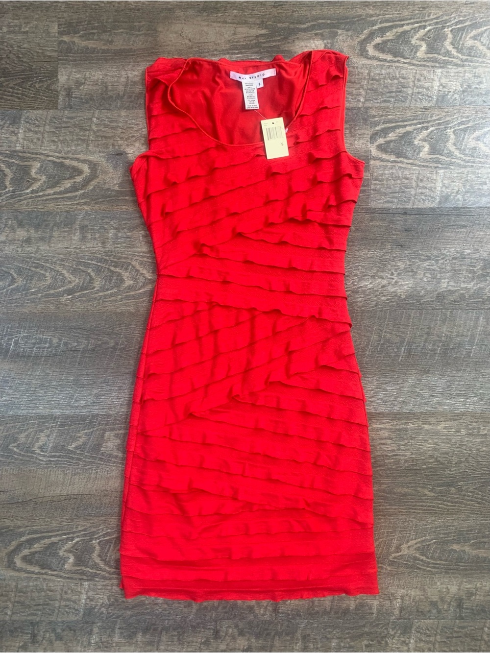 Max Studio Tomato Red Ruffle Office Siren Sheath Dress
